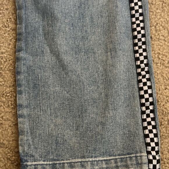DELIA’S NWT Light WASH DENIM JEANS CHECKERBOARD TRIM OUTER LEG SIDES HALLOWEEN - Picture 9 of 9